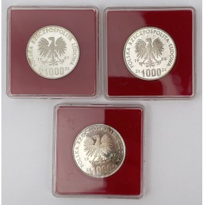 Próba SREBRO 1000 złotych 1987-1988 - zestaw (3szt)