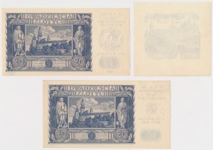 20 zloty 1936 - 2 pièces avec impressions PTNiA Gliwice et Ex Libris de PTN Gliwice
