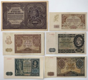 1 000 mkp 1919 Août + Occupation - set de billets (6pc)