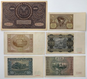 1 000 mkp 1919 Août + Occupation - set de billets (6pc)