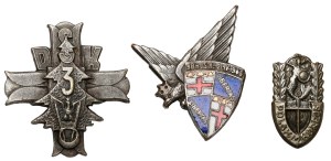 PSZnZ, Miniature Badges - 3rd Carpathian Rifle Division, 9th Bologna Carpathian Rifle Battalion and 2nd Polish Corps - set (3pcs)