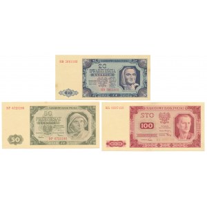 20, 50 i 100 złotych 1948 - zestaw (3szt)