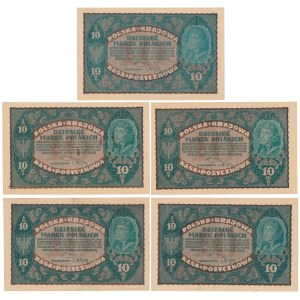 10 marek 1919 Sierpień - MIX serii - zestaw (5szt)