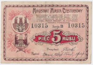 Częstochowa, 5 rubles 1915 - B