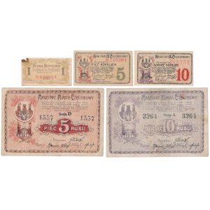 Częstochowa, 1 kopiejka - 10 rubli 1915-1916 - komplet (5szt)