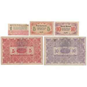Częstochowa, 1 kopiejka - 10 rubli 1915-1916 - komplet (5szt)