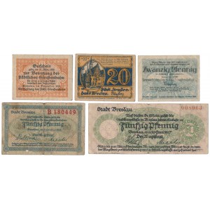 Breslau (Wrocław), 20 - 50 pfg 1917-1920 - zestaw (5szt)