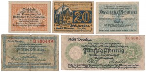 Wrocław [Breslau], 20 - 50 pfg 1917-1920 - set (5pcs)