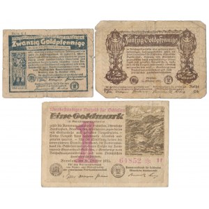Breslau (Wrocław), 20, 50 Goldpfennige i 1 Goldmark 1923 - zestaw (3szt)