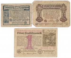 Wrocław [Breslau], 20, 50 Goldpfennige et 1 Goldmark 1923 - set (3pcs)