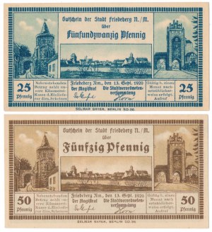 Strzelce Krajeńskie [Friedeberg Nm.], 25 et 50 pfg 1920 - set (2pcs)