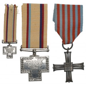 PSZnZ, Krzyż Monte Cassino [4303] - dla Kanoniera + Medal Tobruk Siege 1941 - zestaw (3szt)