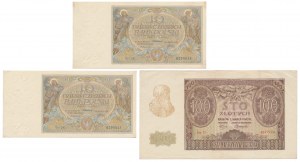 2x 10 zloty 1929 et 100 zloty 1940 - set (3 pcs)