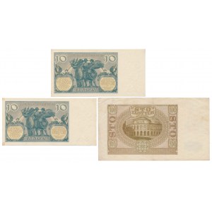 2x 10 zł 1929 i 100 zł 1940 - zestaw (3szt)