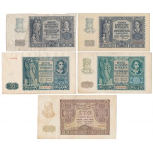 Okupacja, w tym 50 zł 1940 - zestaw (5szt)