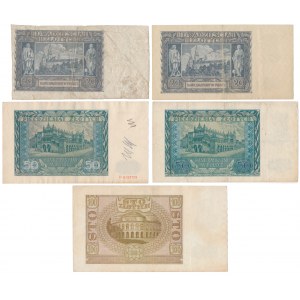 Okupacja, w tym 50 zł 1940 - zestaw (5szt)