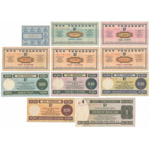 PEWEX, 1 cent - 1 dolar 1969-1979 + kartka zaopatrzeniowa (11szt)