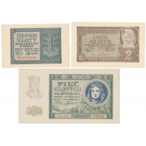 1, 2 i 5 zł 1941 - zestaw (3szt)