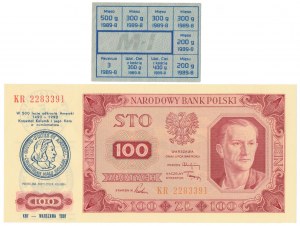 100 zloty 1948 carte imprimée et carte d'approvisionnement - set (2pcs)
