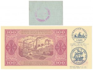 100 zloty 1948 carte imprimée et carte d'approvisionnement - set (2pcs)