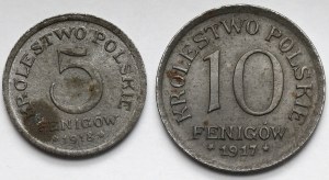 Kingdom of Poland, 5 and 10 fenigs 1917-1918 - set (2pcs)