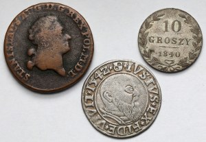 Prusse, Poniatowski et Partitions, 1-10 pennies 1542-1840 - set (3pc)