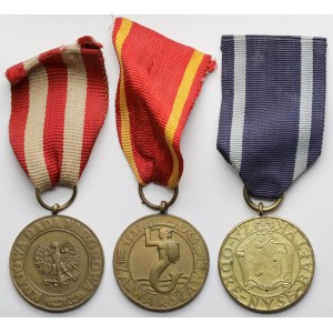PRL, Medale Zwycięstwa i Wolności 1945, za Warszawę 1939-1945 i za Odrę, Nysę i Bałtyk 1946 - zestaw (3szt)