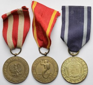 République populaire de Pologne, Médailles de la Victoire et de la Liberté 1945, pour Varsovie 1939-1945 et pour Odra, Nysa et la Baltique 1946 - set (3pcs)
