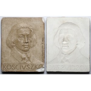 Gipsowe plakiety Kościuszko 1935 (Madeyski) - pozytyw i negatyw (2szt)