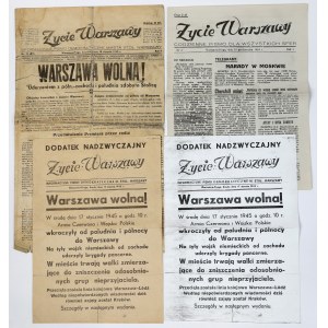 Życie Warszawy - Gazety i kserokopie - Warszawa Wolna - zestaw (4szt)