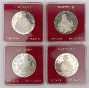 Échantillon ARGENT 200-1000 or 1981-1986 Rois - set (4pcs)