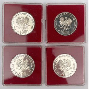 Próba SREBRO 200-1000 złotych 1981-1986 Królowie - zestaw (4szt)