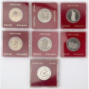Próba CuNi i FeNi 20-200 złotych 1979-1987 - zestaw (7szt)