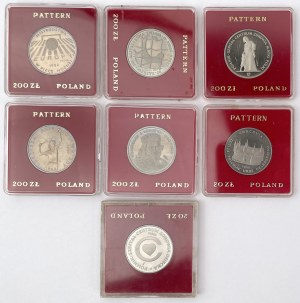 Próba CuNi i FeNi 20-200 złotych 1979-1987 - zestaw (7szt)