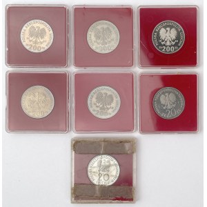 Próba CuNi i FeNi 20-200 złotych 1979-1987 - zestaw (7szt)