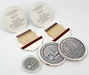 Société numismatique polonaise, médaille 2002 + allumettes - set