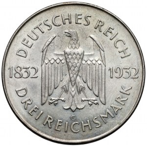 Weimar, 3 marki 1932-G, Karlsruhe - Goethe