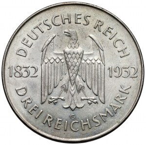 Weimar, 3 marques 1932-G, Karlsruhe - Goethe