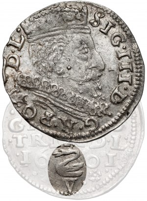 Sigismond III Vasa, Troïka Vilnius 1601 - Cygne sur V - RARE