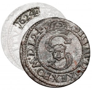 Zygmunt III Waza, Szeląg Wilno 1624 - 2x DATA - rzadki