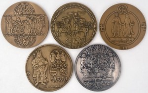 Médailles PRL, Série Royale - tombak et tombak argenté - set (5pcs)