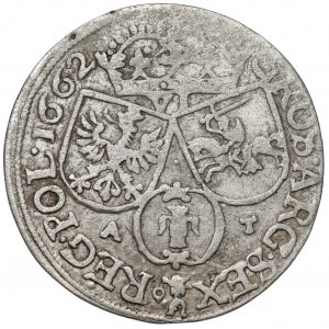 Jan II Kazimierz, Szóstak Kraków 1662 AT
