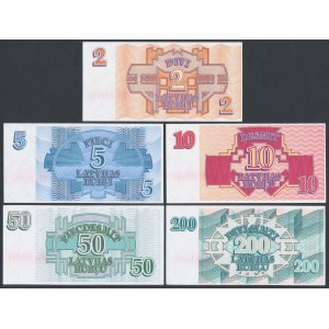 Łotwa, od 2 do 200 Rubli 1992 - zestaw (5szt)