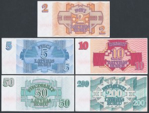 Latvia, from 2 to 200 Rubli 1992 - set (5pcs)