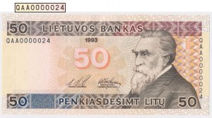 Lithuania, 50 Lithium 1993 - QAA 0000024 - low two-digit number