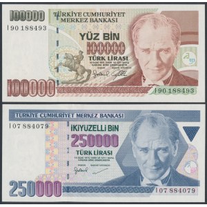 Turcja, 100.000 i 250.000 Lirasi 1970 - zestaw (2szt)
