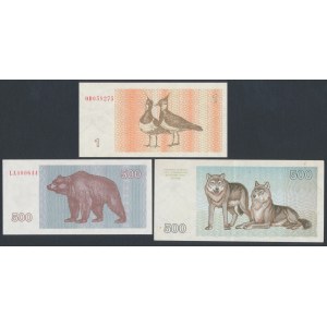 Litwa, 1 i 2x 500 Talonas 1992-1993 - zestaw (3szt)