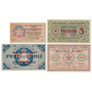 Łotwa, 1, 3, 5 i 10 Rubli 1919 - zestaw (4szt)
