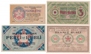 Lettonie, Conseils des députés ouvriers de Riga, 1-10 Rubli 1919 - set (4pcs)
