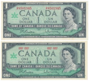 Canada, 2x 1 Dollar 1967 - deux variétés (2pc)